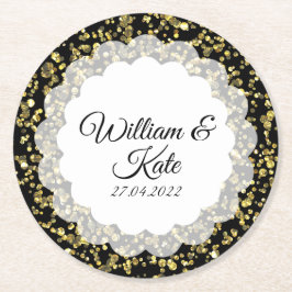 Guld Dust Scollop Underlägg Papper Rund