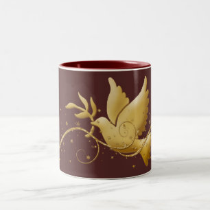 Guld- duva av fredjulkaffe koppar & koppar