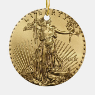 Guld Eagle-mynt Julgransprydnad Keramik