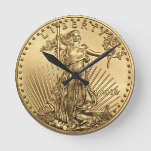 Guld Eagle-mynt Rund Klocka