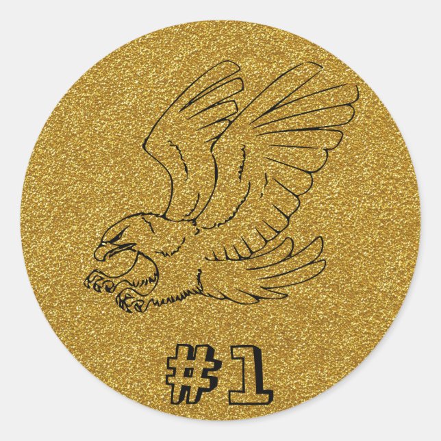 Guld Eagle Sticker Runt Klistermärke (Framsida)