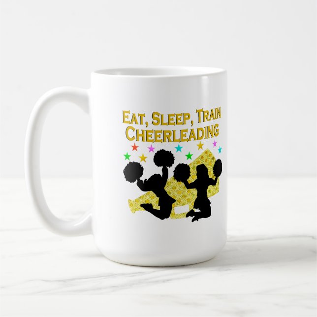 GULD EAT SLEEP CHEERLEADING DESIGN KAFFEMUGG (Vänster)