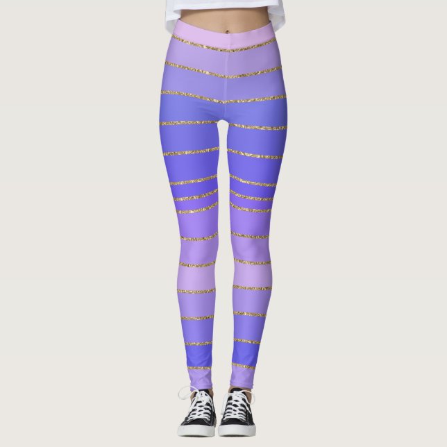Guld Edged Violet Stripe Leggings (Framsida)