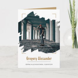 Guld Edgy Abstrakt Brushstroke Photo Studenten Inbjudan