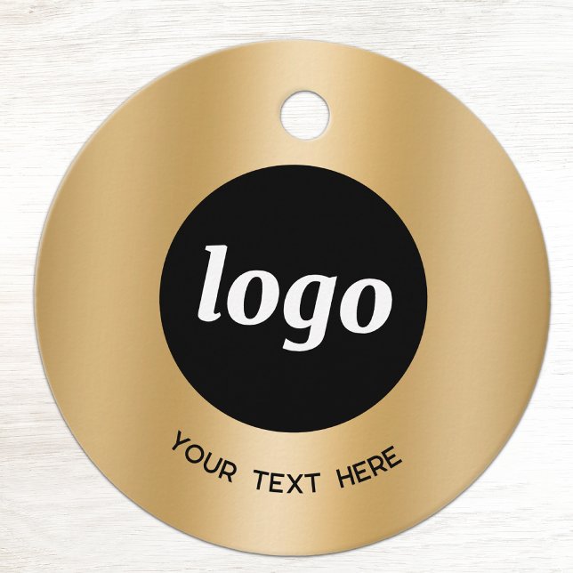 Guld Effekt Logotyp och Text Affärsprislappar Gåvor Etiketter (Gold effect Simple logo with custom text business branding promotional price hang tags)