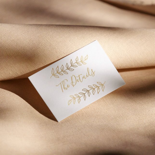 Guld, effekt, löv bröllop, inkapslingskort tilläggskort (Gold Effect Leaves wedding enclosure card is)