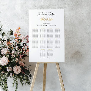 Guld, effekt löv, sätesdiagram för Elegant bröllop Poster