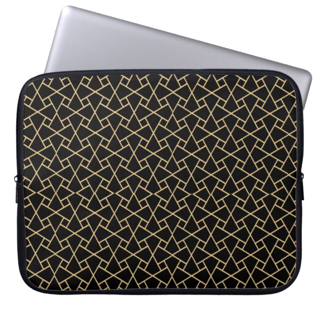 Guld-effekt på Svarta islamiska Mönster Laptop sle Sleeve (Framsidan)