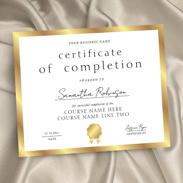Guld Effekt Slutförande Certifikat Affärsutmärkels (Skapare uppladdad)