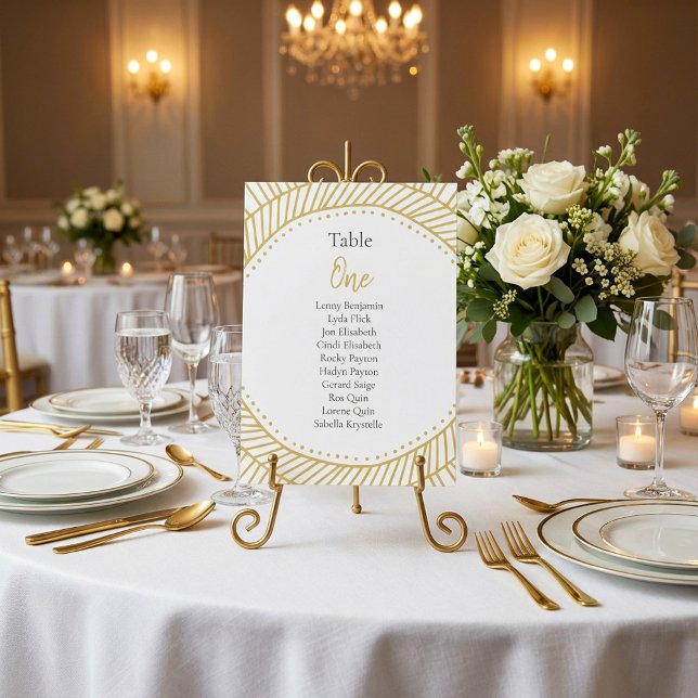 Guld-effektcirkel Bordsnumret Art deco Inbjudningar (Gold effect circle art deco Table Number.)