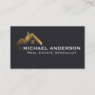 Guld Egendom Logotyp Affärskort av läder Visitkort