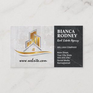 Guld Egendom Logotyp Marble Visitkort