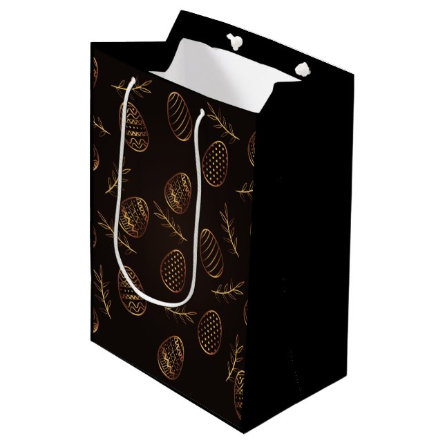Guld Eggs Påsk Medium Gift Bag (Framsidan Vinklad)