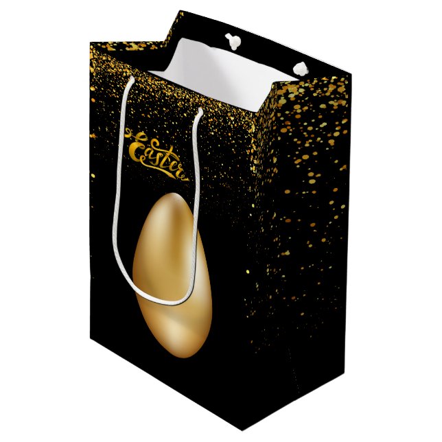 Guld Eggs Påsk Medium Gift Bag (Framsidan Vinklad)