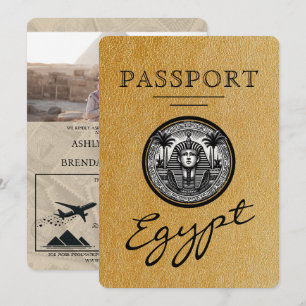 Guld Egypten Pass Bröllopsinbjudan Inbjudningar