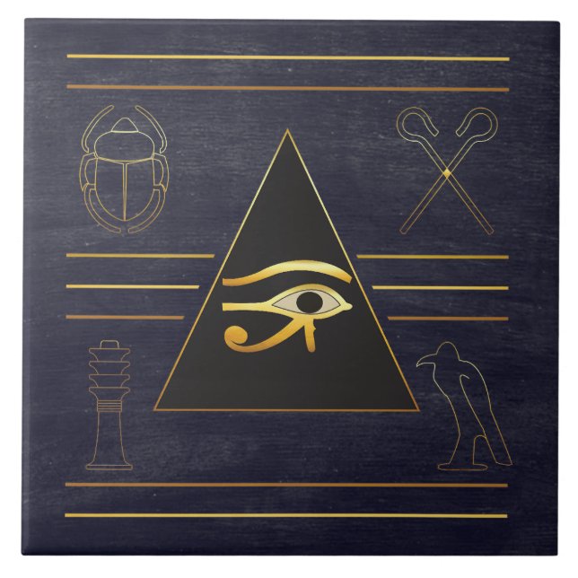 Guld Egyptian Öga Ceramic Tile Kakelplatta (Framsidan)