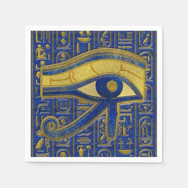 Guld Egyptian Öga of Horus - Wadjet Lapis Lazuli Pappersservett (Framsidan)