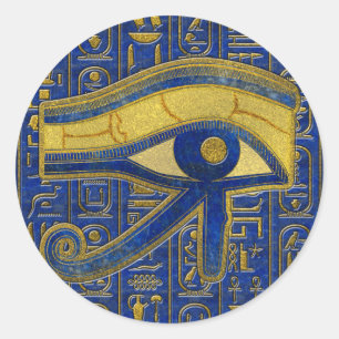 Guld Egyptian Öga of Horus - Wadjet Lapis Lazuli Runt Klistermärke