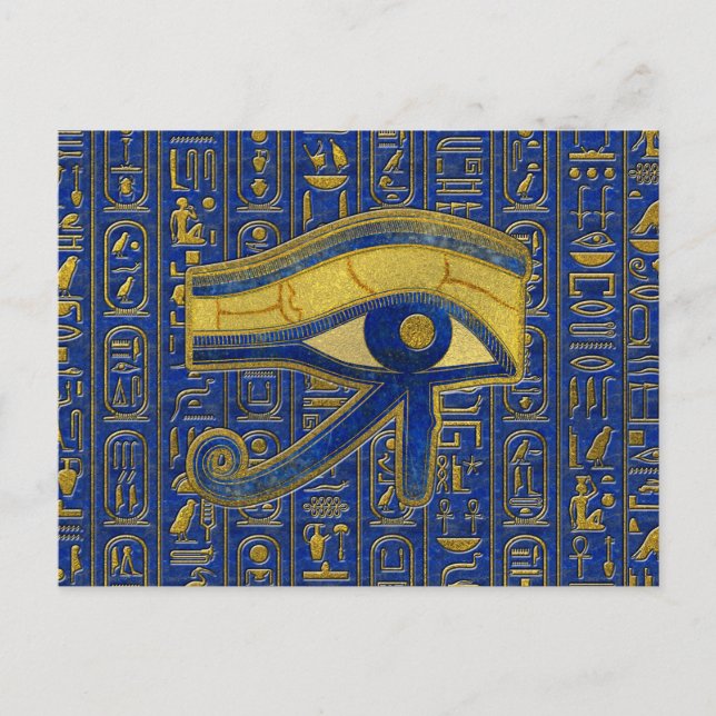 Guld Egyptian Öga of Horus - Wadjet Lapis Lazuli Vykort (Framsida)