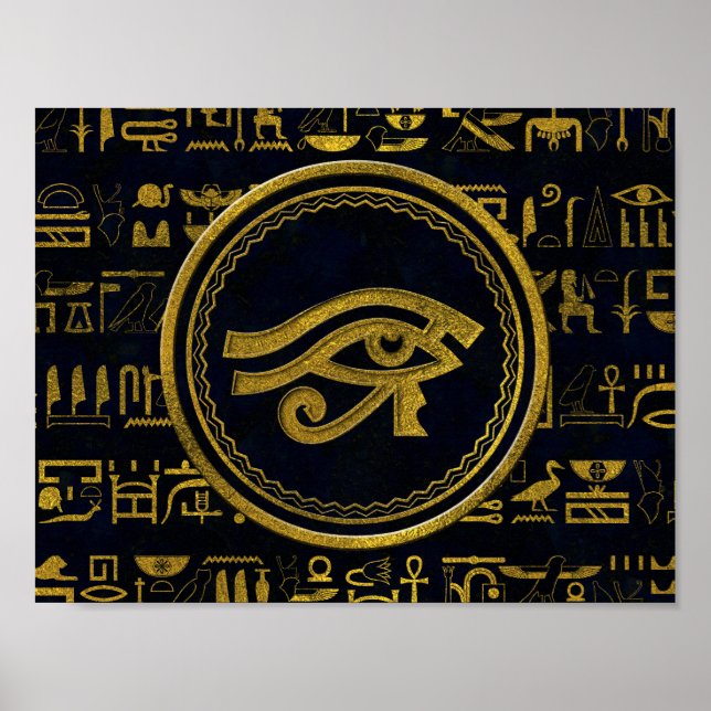Guld Egyptian Öga of Horus - Wadjet Poster (Framsidan)