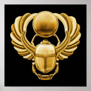 Guld Egyptian Scarab Poster