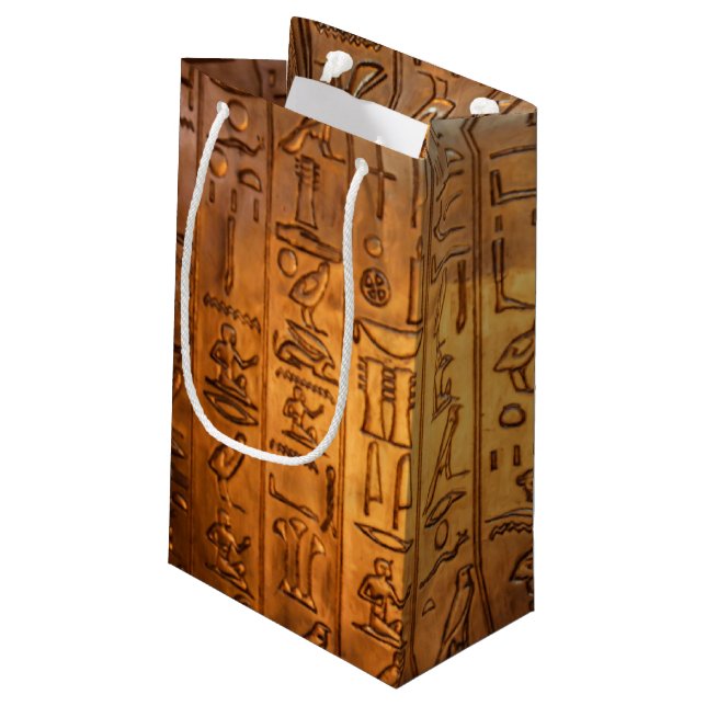 Guld Egyptian Script Gift Bag (Baksidan Vinklad)