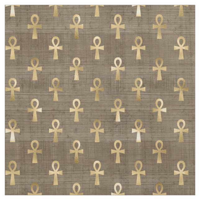 Guld egyptiska Ankh på Brown Tyg (Provkarta)