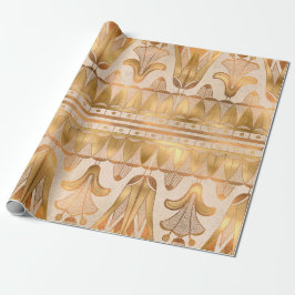 Guld egyptiska Hieroglyphics Antique Flowers Presentpapper