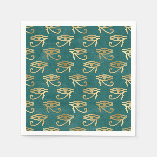 Guld Egyptiska Öga i Horus Mönster Pappersservett (Framsidan)