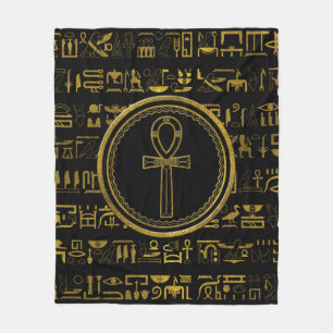 Guld- egyptiskt Ankh argt symbol Fleecefilt