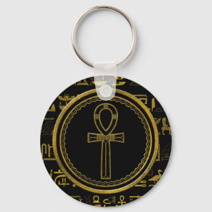 Guld- egyptiskt Ankh argt symbol Nyckelring