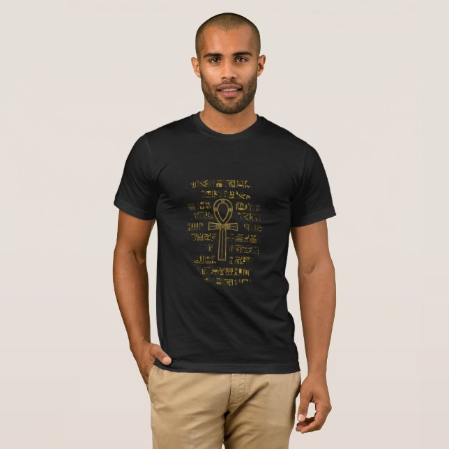 Guld- egyptiskt Ankh argt symbol Tee (Hel framsida)