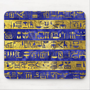 Guld- egyptiskt hieroglyphsmönster musmatta
