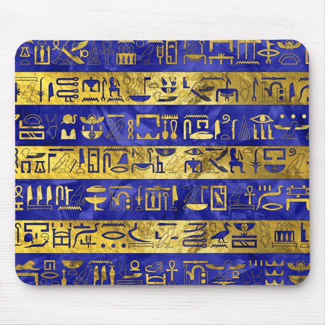 Guld- egyptiskt hieroglyphsmönster musmatta (Framsidan)