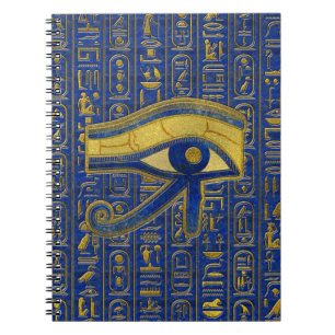 Guld- egyptiskt öga av den Horus - Wadjet Lapis Anteckningsbok