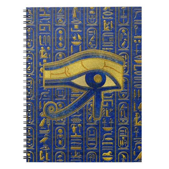 Guld- egyptiskt öga av den Horus - Wadjet Lapis Anteckningsbok (Framsidan)