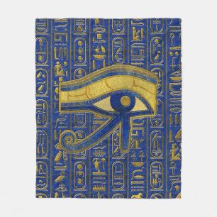 Guld- egyptiskt öga av den Horus - Wadjet Lapis Fleecefilt