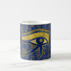 Guld- egyptiskt öga av den Horus - Wadjet Lapis Kaffemugg