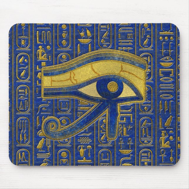 Guld- egyptiskt öga av den Horus - Wadjet Lapis Musmatta (Framsidan)