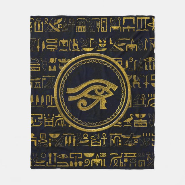 Guld- egyptiskt öga av Horus - Wadjet Fleecefilt (Framsidan)
