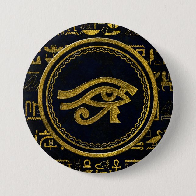 Guld- egyptiskt öga av Horus - Wadjet Knapp (Framsida)