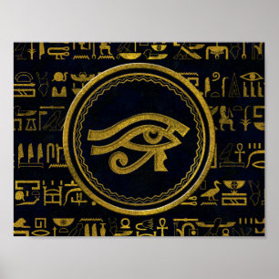 Guld- egyptiskt öga av Horus - Wadjet Poster