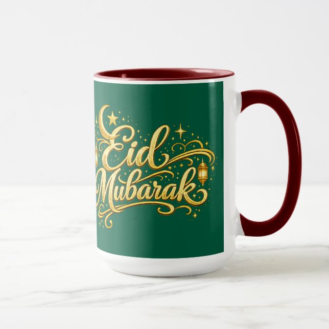 Guld Eid Mubarak Halvmåne Lykta Islamisk Mugg (Höger)