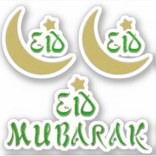 Guld Eid Mubarak Måne Star Typography Klistermärken