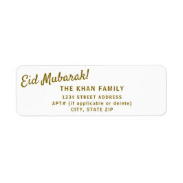 Guld Eid Mubarak Returadress Sticker-etikett Returadress Etikett