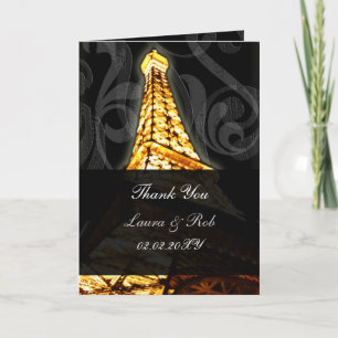 Guld Eiffel torn Fransk Bröllop Tack Kort