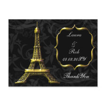 Guld Eiffel torn Fransk Bröllop Tack