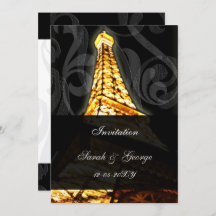 guld eiffel torn Paris bröllopsinbjudan