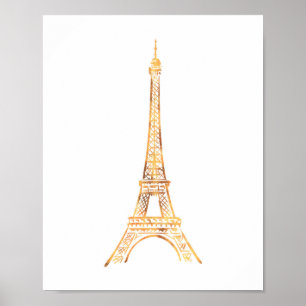Guld Eiffel Torn Paris Skriv ut Poster
