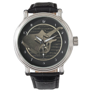 Guld Electric Guitar Wrist Watch Armbandsur